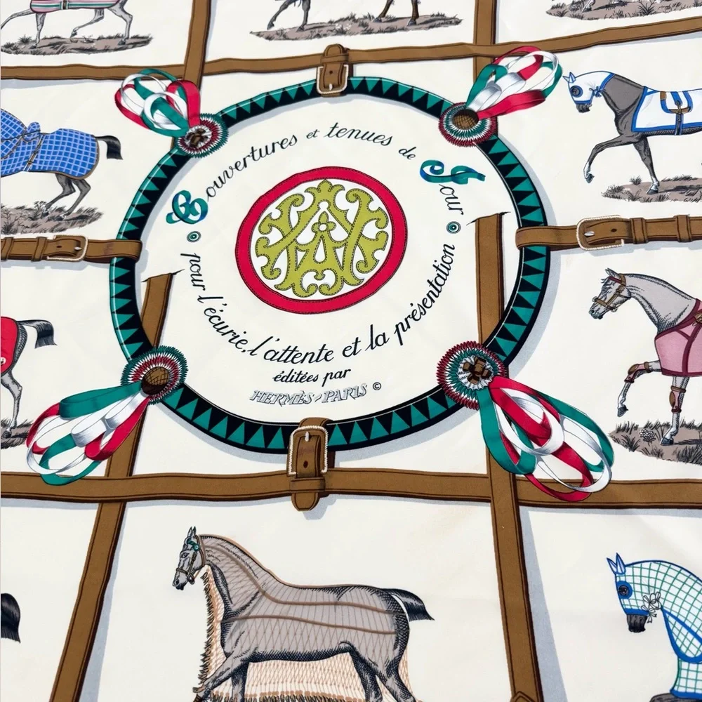 HERMES PARIS Silk Scarf ~ Couvertures et Tenues de Jour ~ - Picture 7 of 11